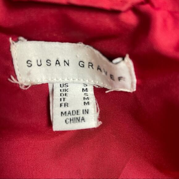 Susan Graver Long Red Hooded Women’s Jacket Coat Size Small - Picture 4 of 7